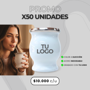 Mates térmicos Clásico de acero inoxidable con grabado láser personalizado — desde 50 unidades (color a elección)