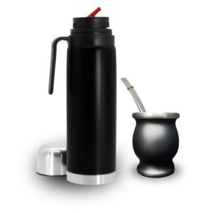 KIT MATEMETAL - Termo, bombilla y mate de acero inoxidable (consulte grabado laser personalizado)