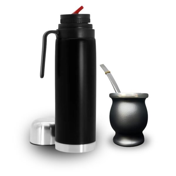 KIT MATEMETAL - Termo, bombilla y mate de acero inoxidable (consulte grabado laser personalizado)
